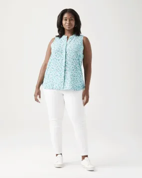 Fiona Silk-Blend Top | Light Blue / White