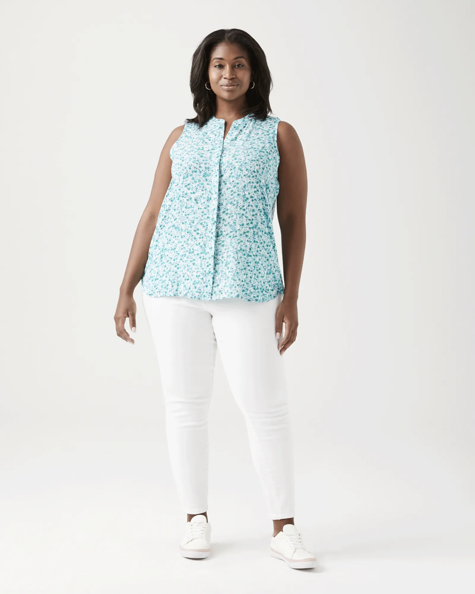 Fiona Silk-Blend Top | Light Blue / White