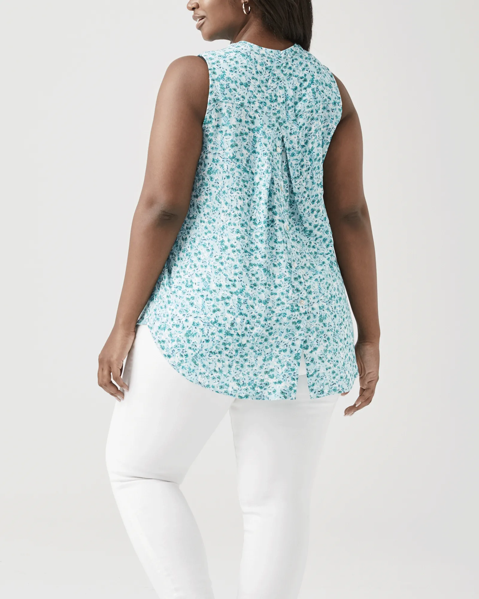 Fiona Silk-Blend Top | Light Blue / White