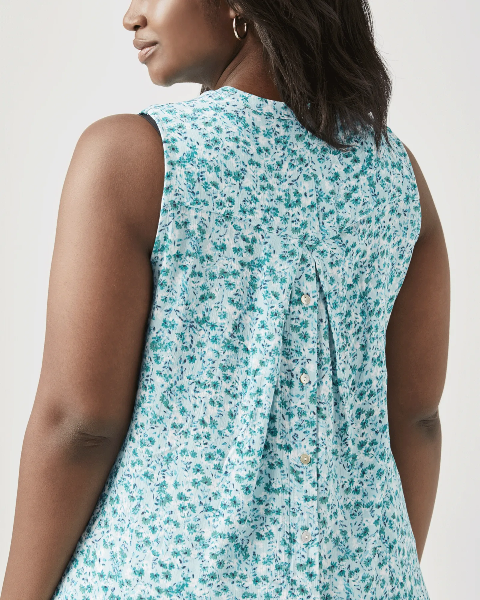 Fiona Silk-Blend Top | Light Blue / White