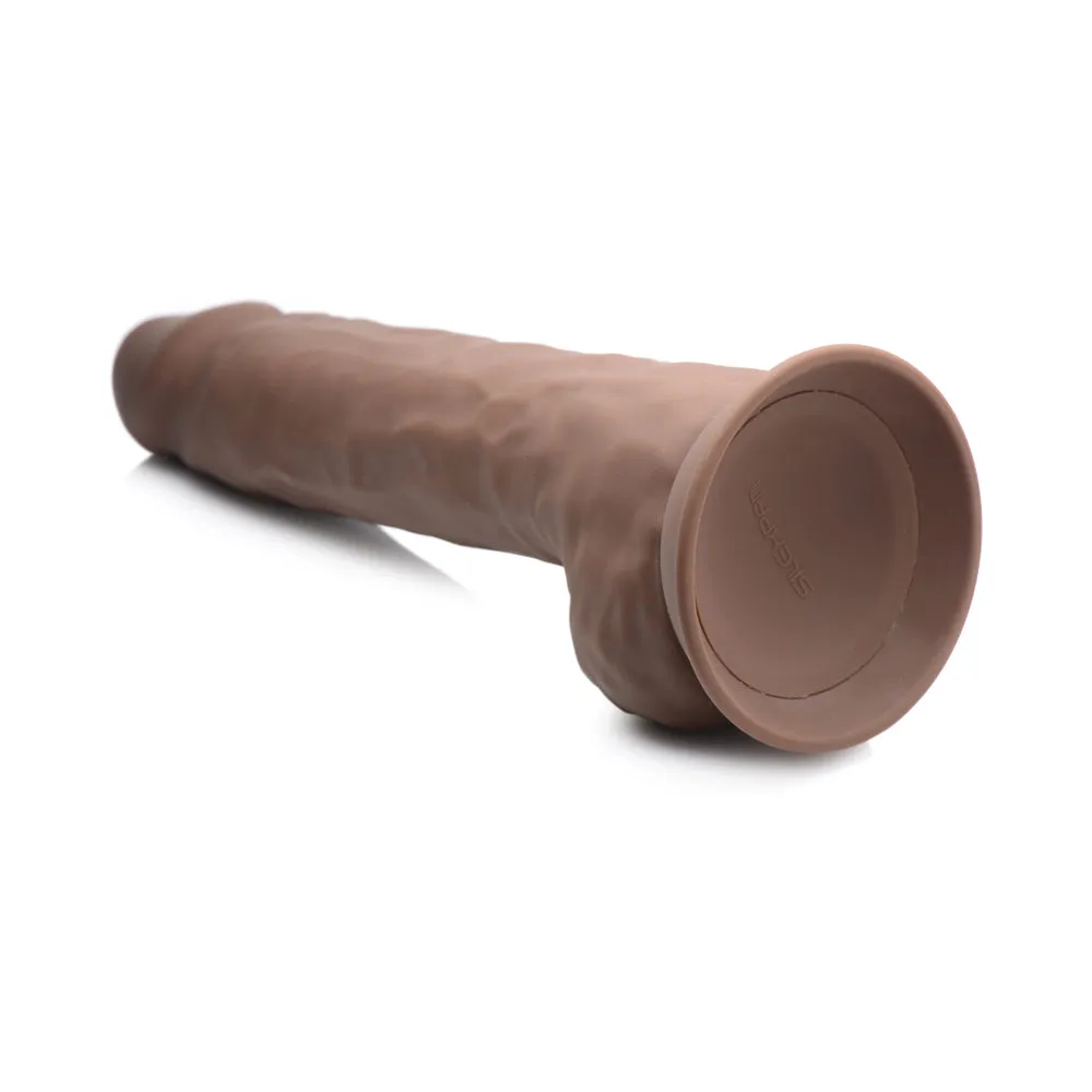 FLESHSTIXXX 10 in. Silicone Dildo with Balls Dark