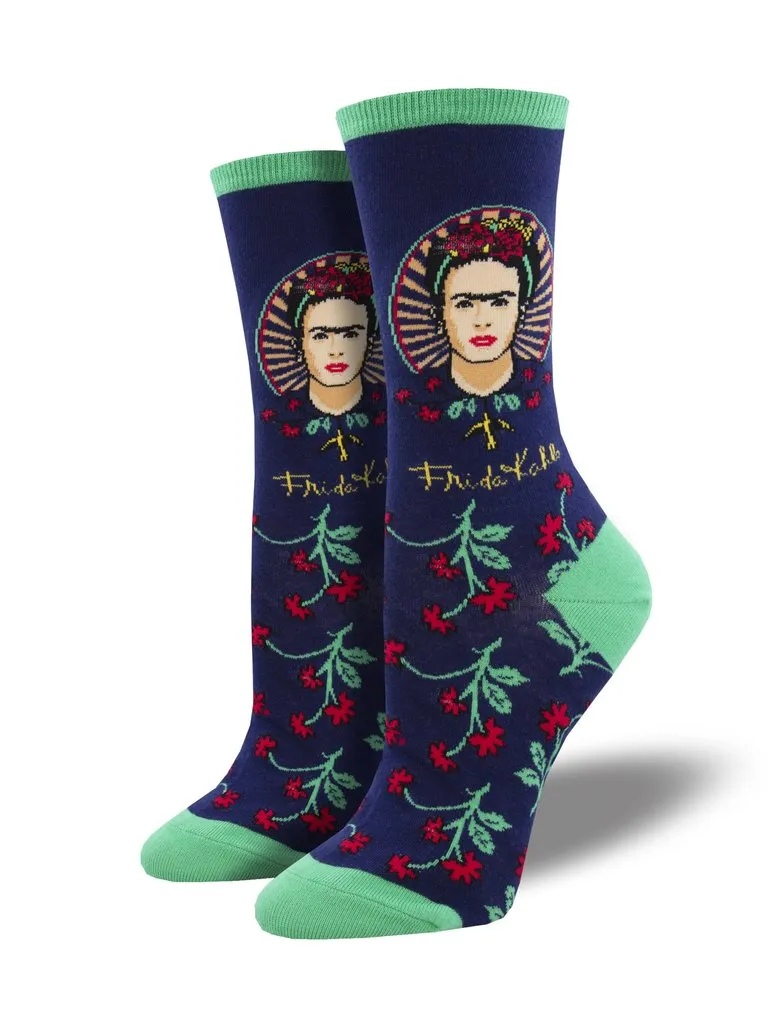 Frida Flower (Navy)Women’s Crew Socks