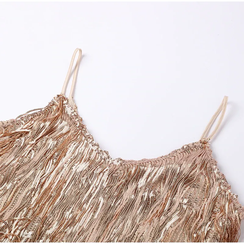 Funki Buys | Dresses | Women's Sequin Feather Fringe Dress