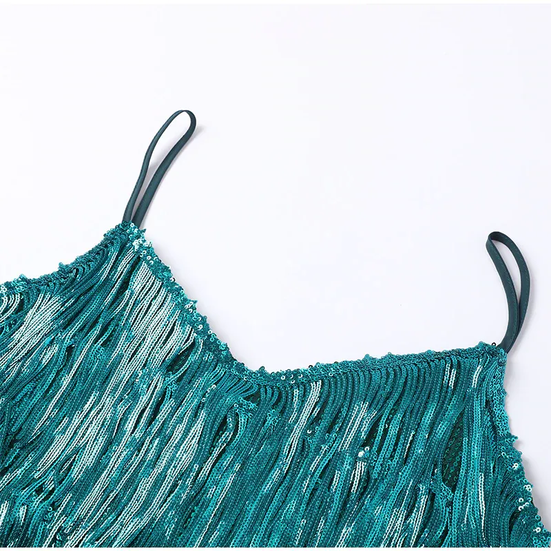 Funki Buys | Dresses | Women's Sequin Feather Fringe Dress