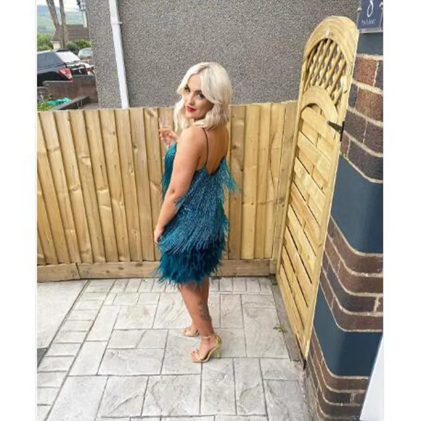 Funki Buys | Dresses | Women's Sequin Feather Fringe Dress