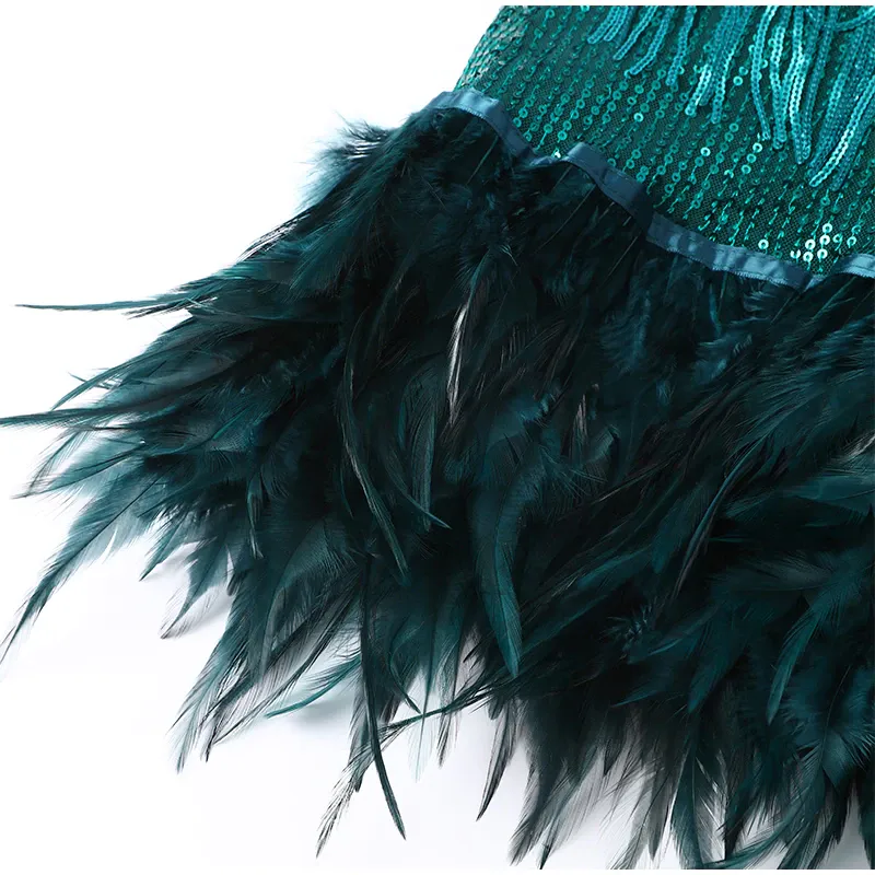 Funki Buys | Dresses | Women's Sequin Feather Fringe Dress