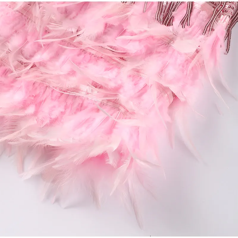 Funki Buys | Dresses | Women's Sequin Feather Fringe Dress