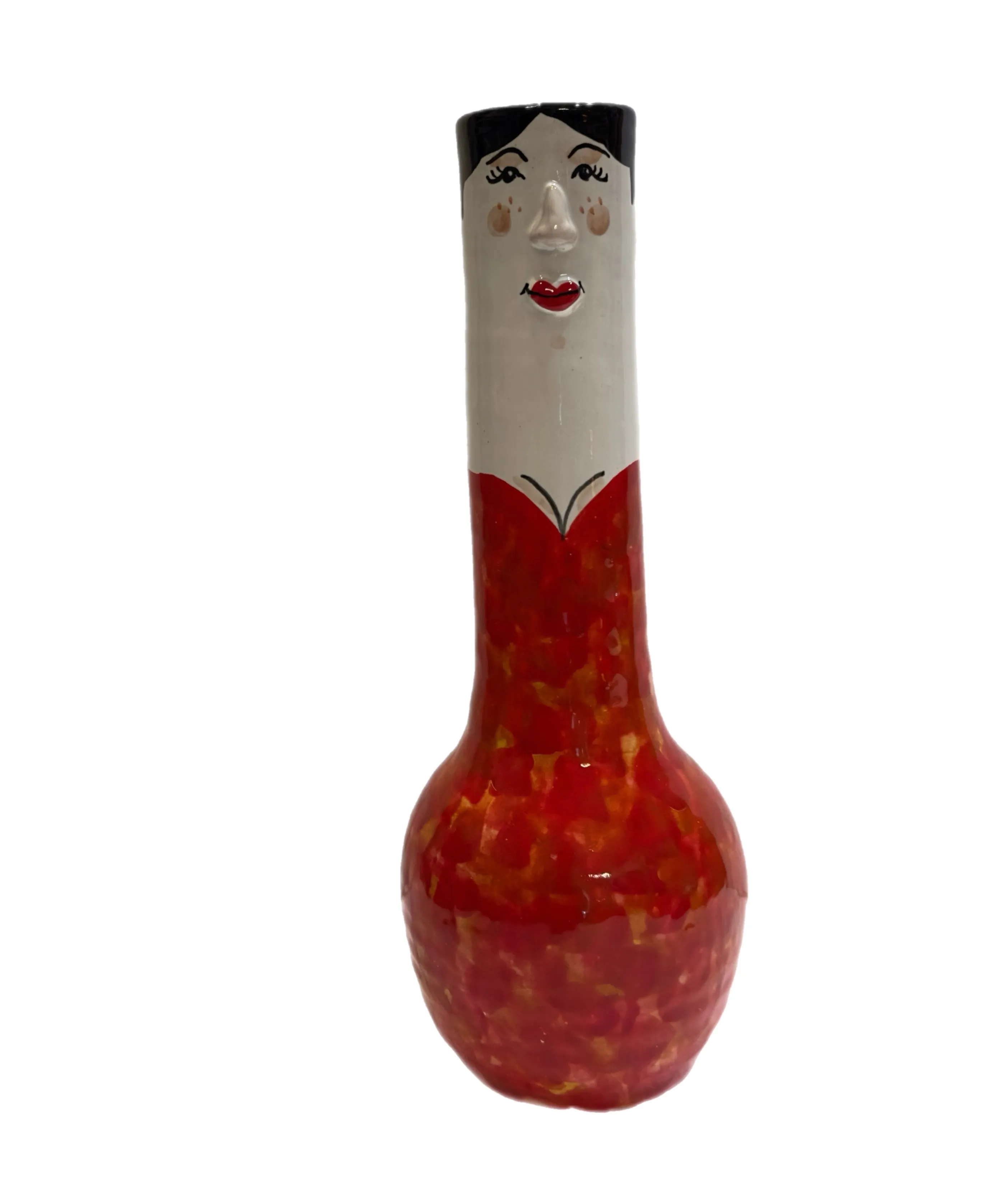 Funny People Squatty Red Fancy Dress Vase