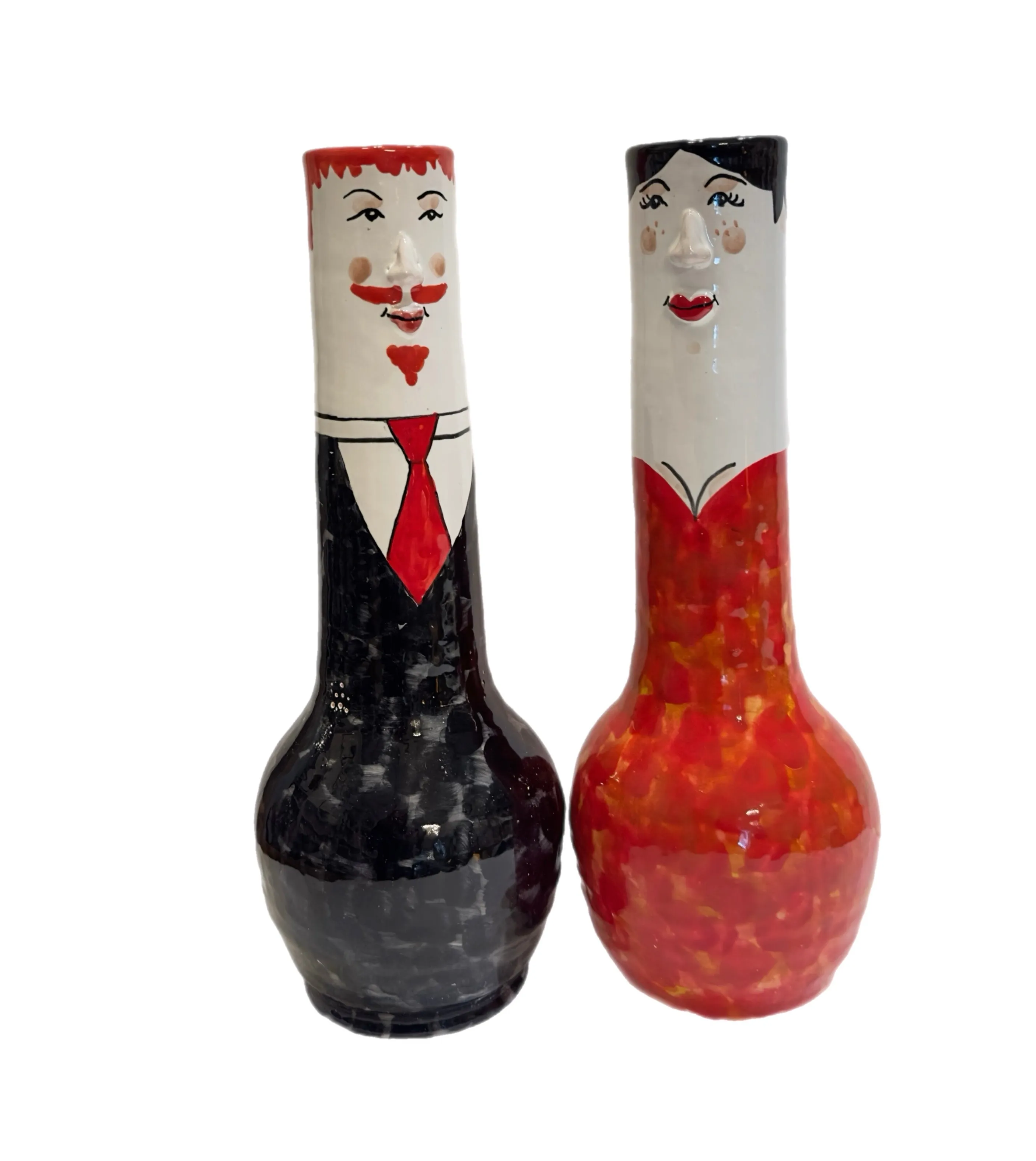 Funny People Squatty Red Fancy Dress Vase