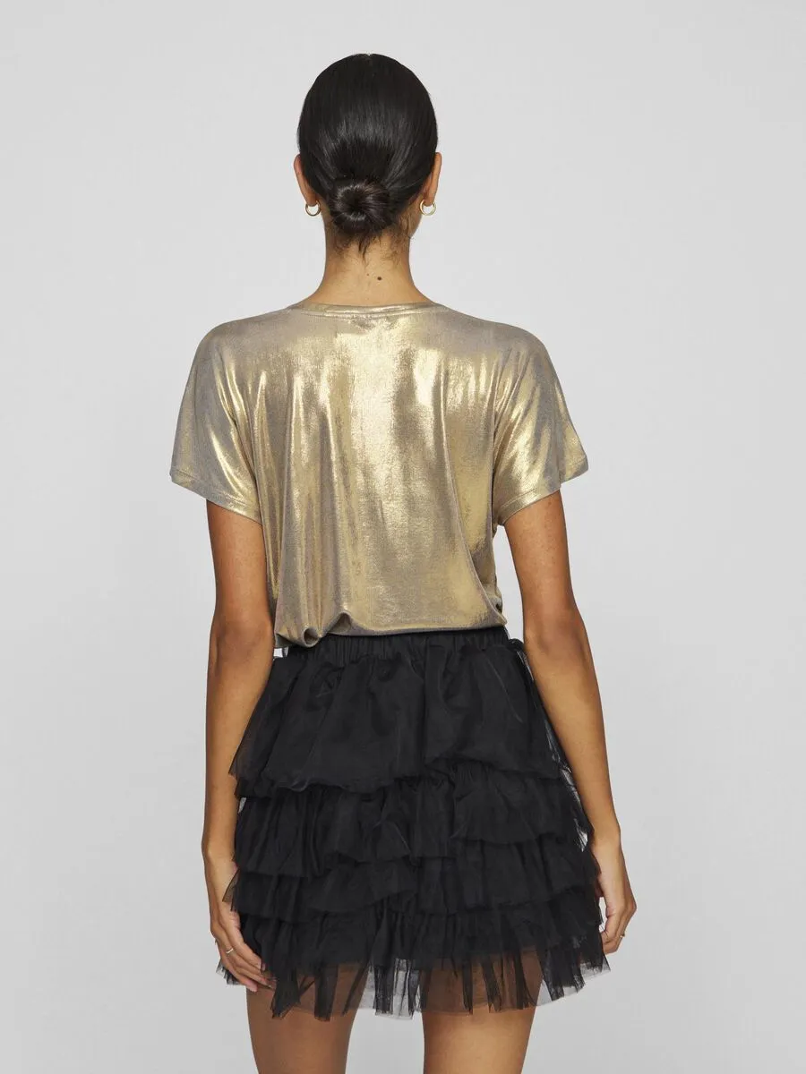 Gail V-Neck Shimmer Top (Gold)