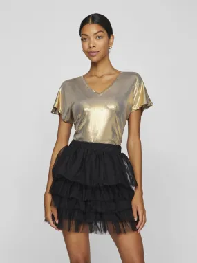 Gail V-Neck Shimmer Top (Gold)