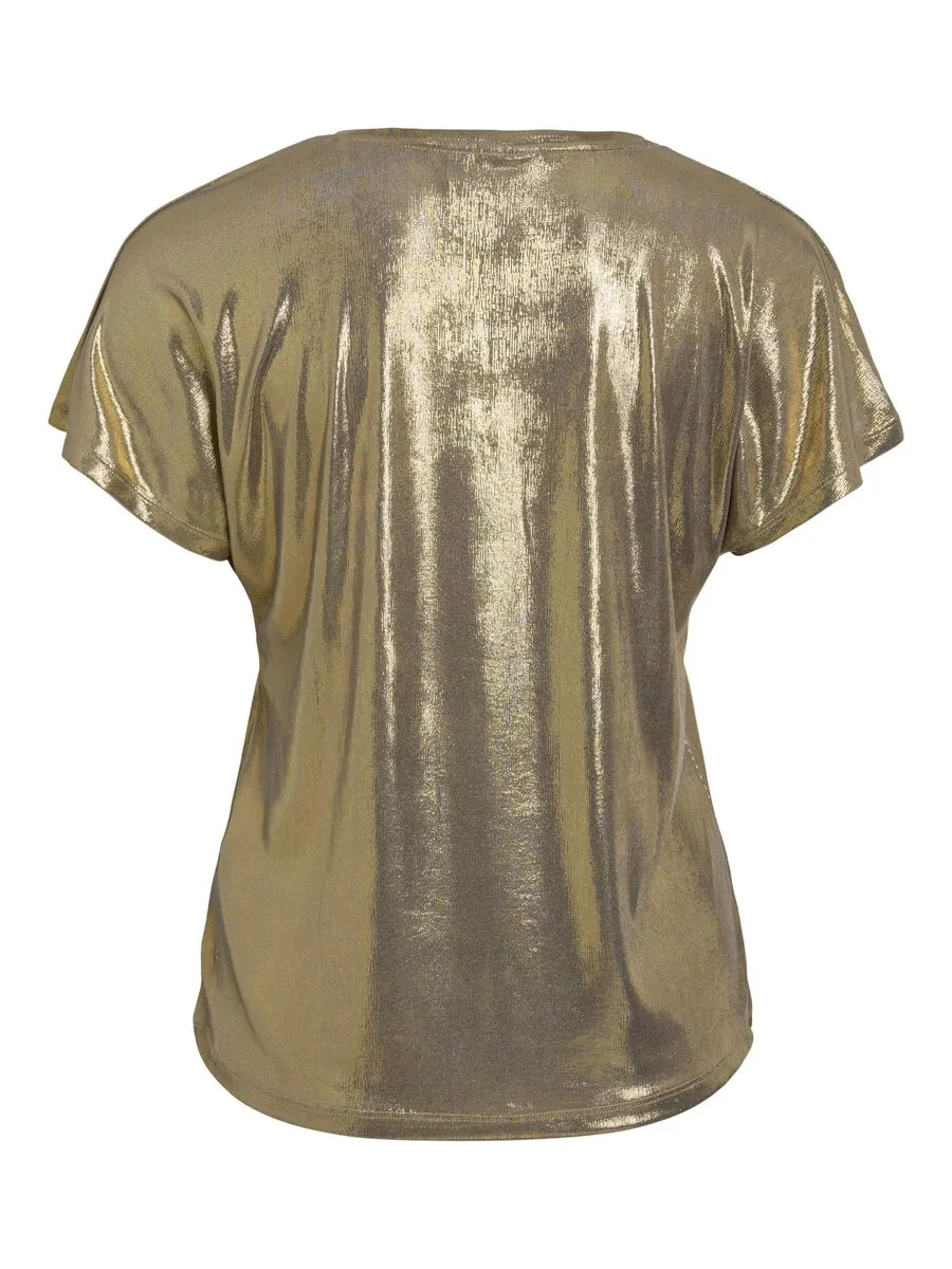 Gail V-Neck Shimmer Top (Gold)