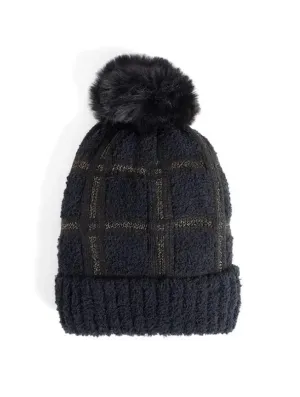 Glitter Plaid Pom Knit Hat- 2 Colors!