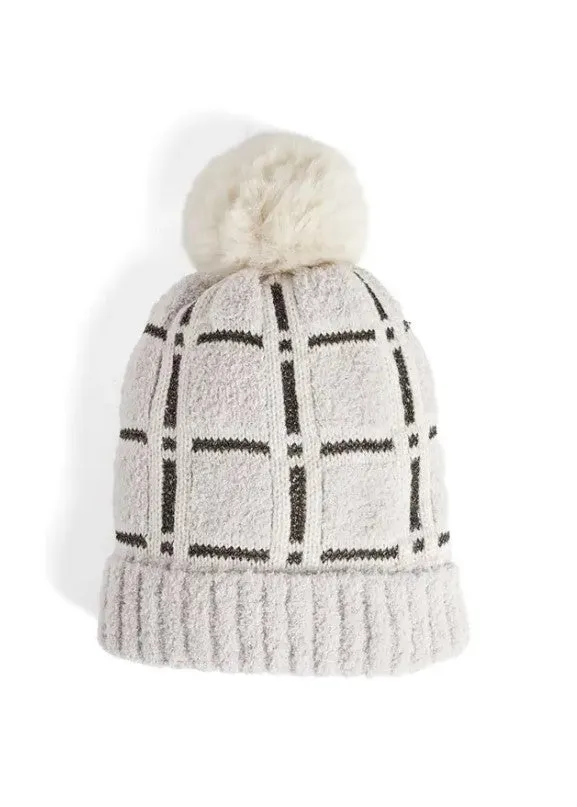 Glitter Plaid Pom Knit Hat- 2 Colors!