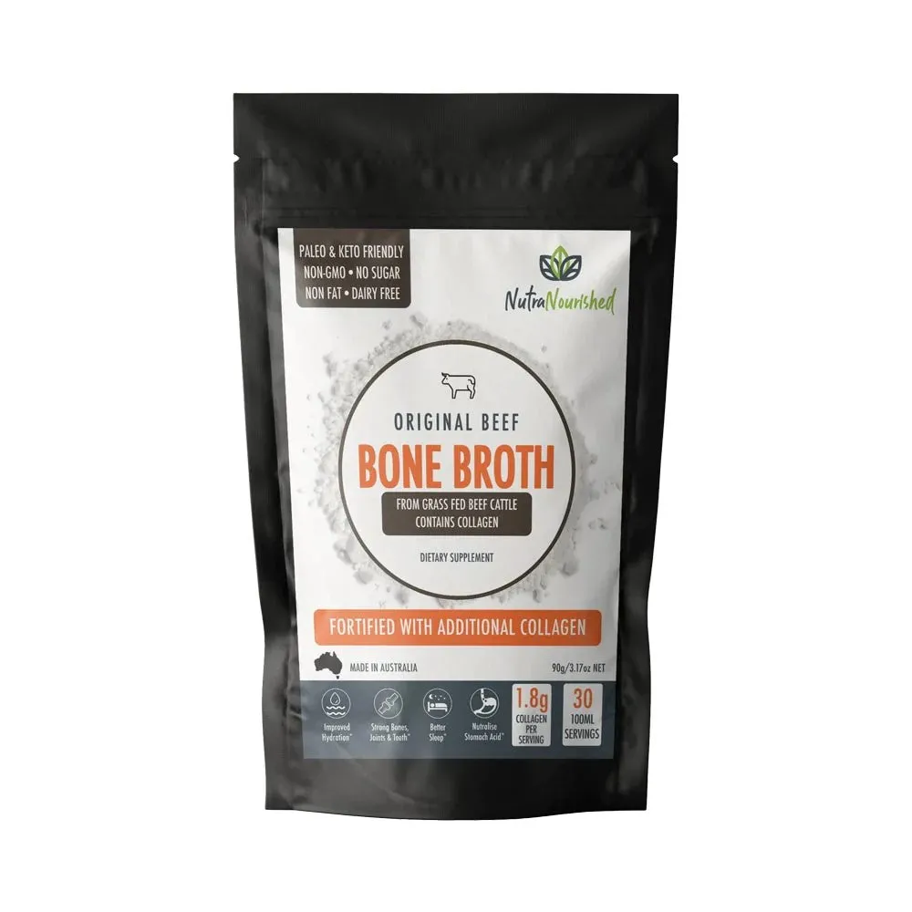 Grass-Fed Beef Bone Broth Powder, Rich in Nutrients, 90g - Nutra Nourished