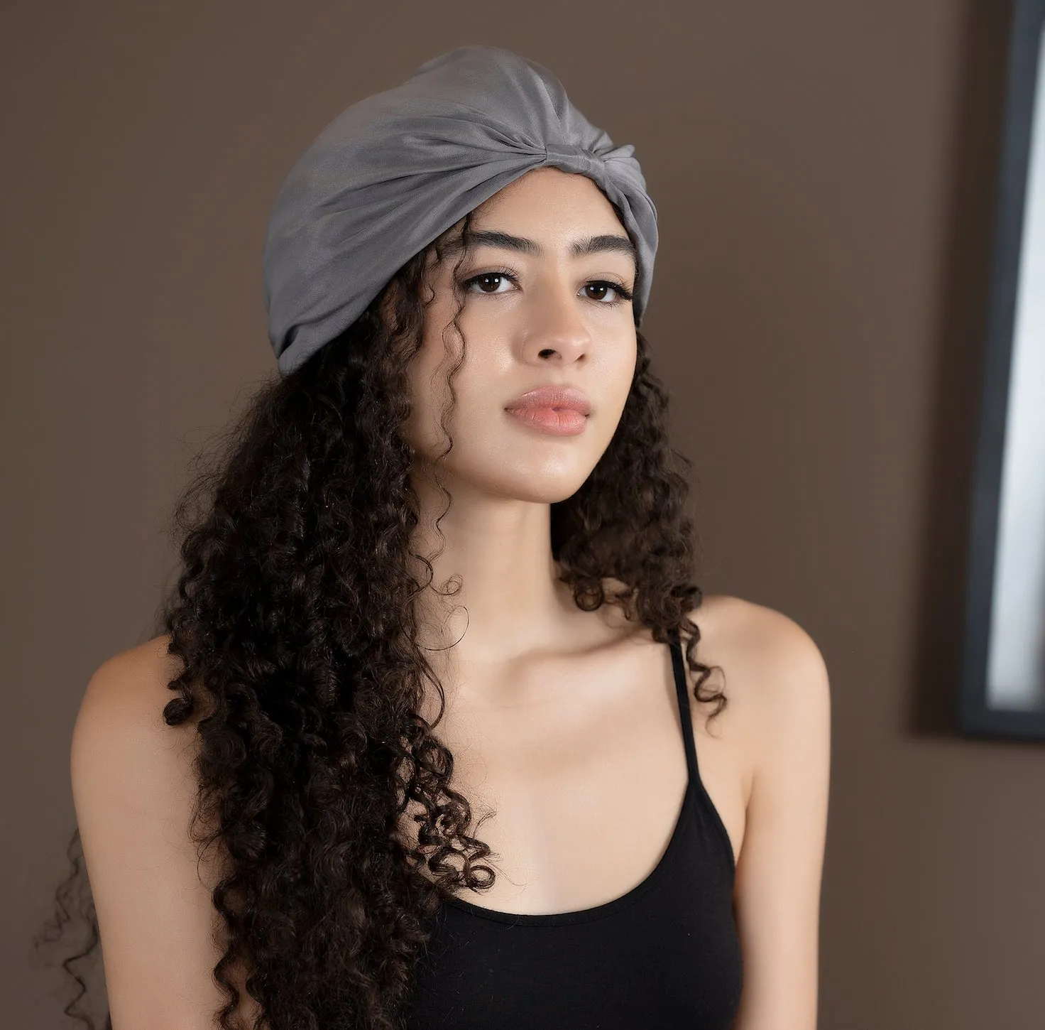 Grey Pure Silk Hair Wrap