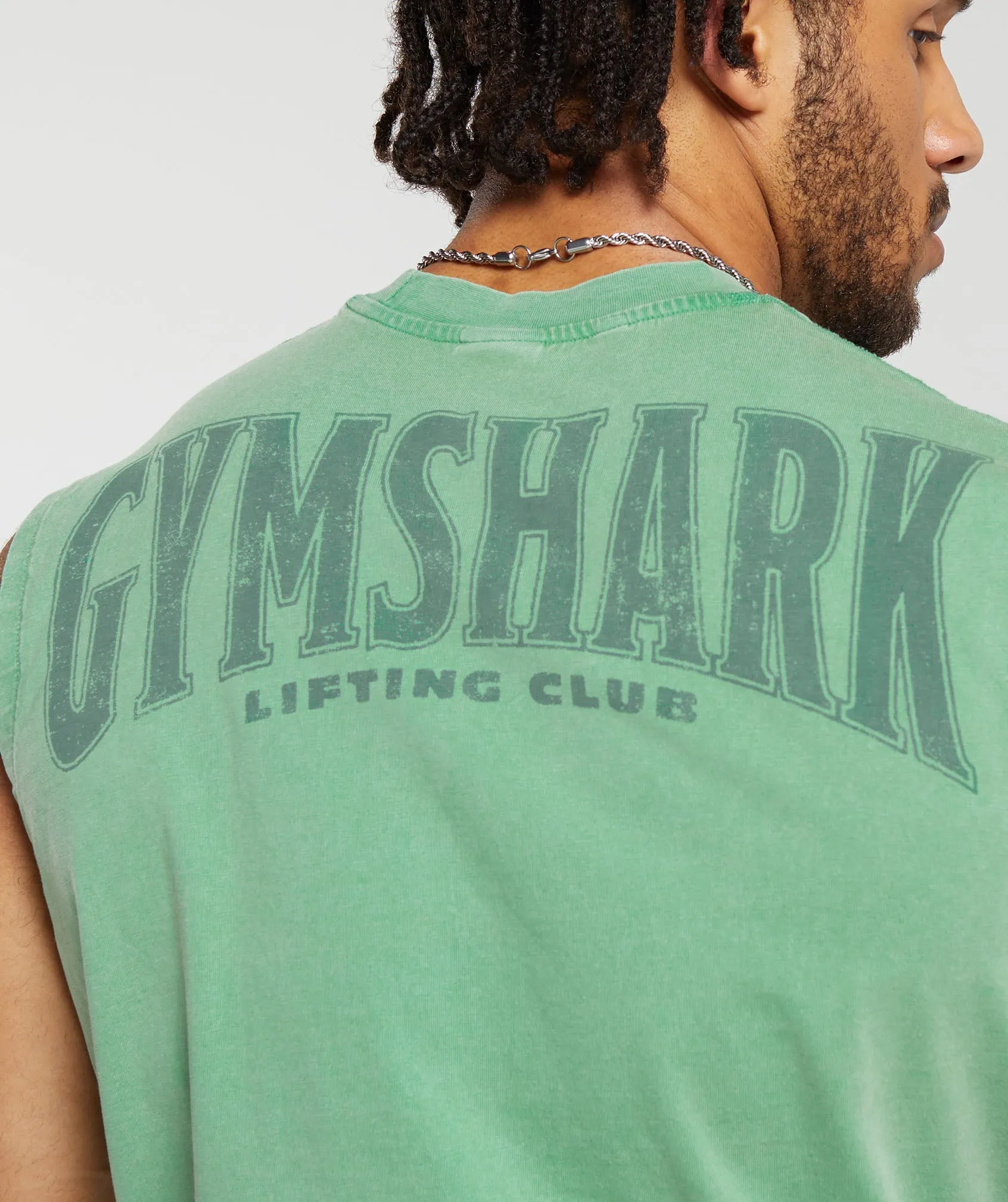 Gymshark Heritage Washed Cut Off Tank - Lagoon Green