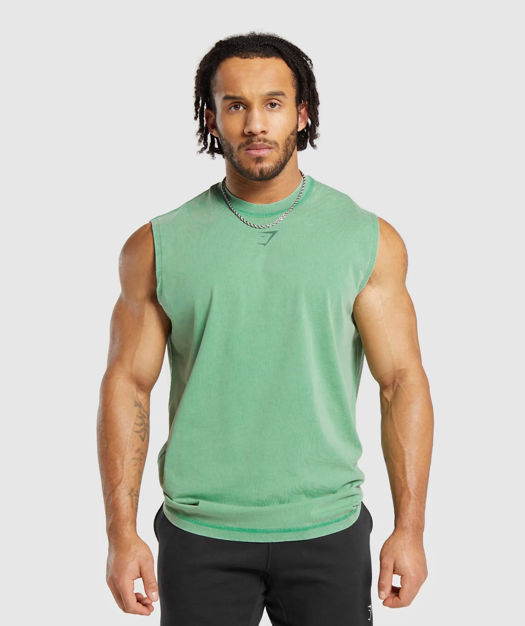 Gymshark Heritage Washed Cut Off Tank - Lagoon Green