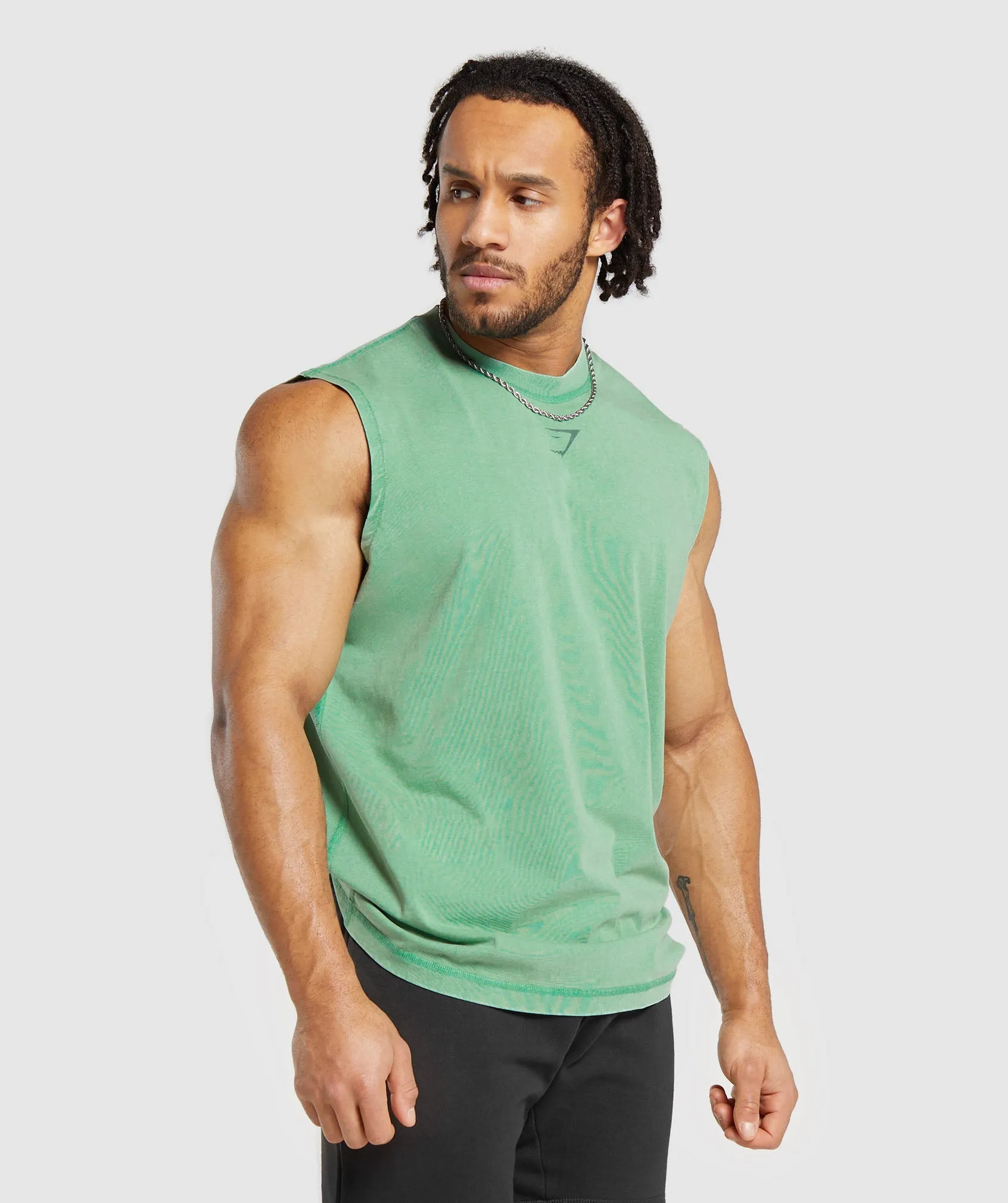 Gymshark Heritage Washed Cut Off Tank - Lagoon Green