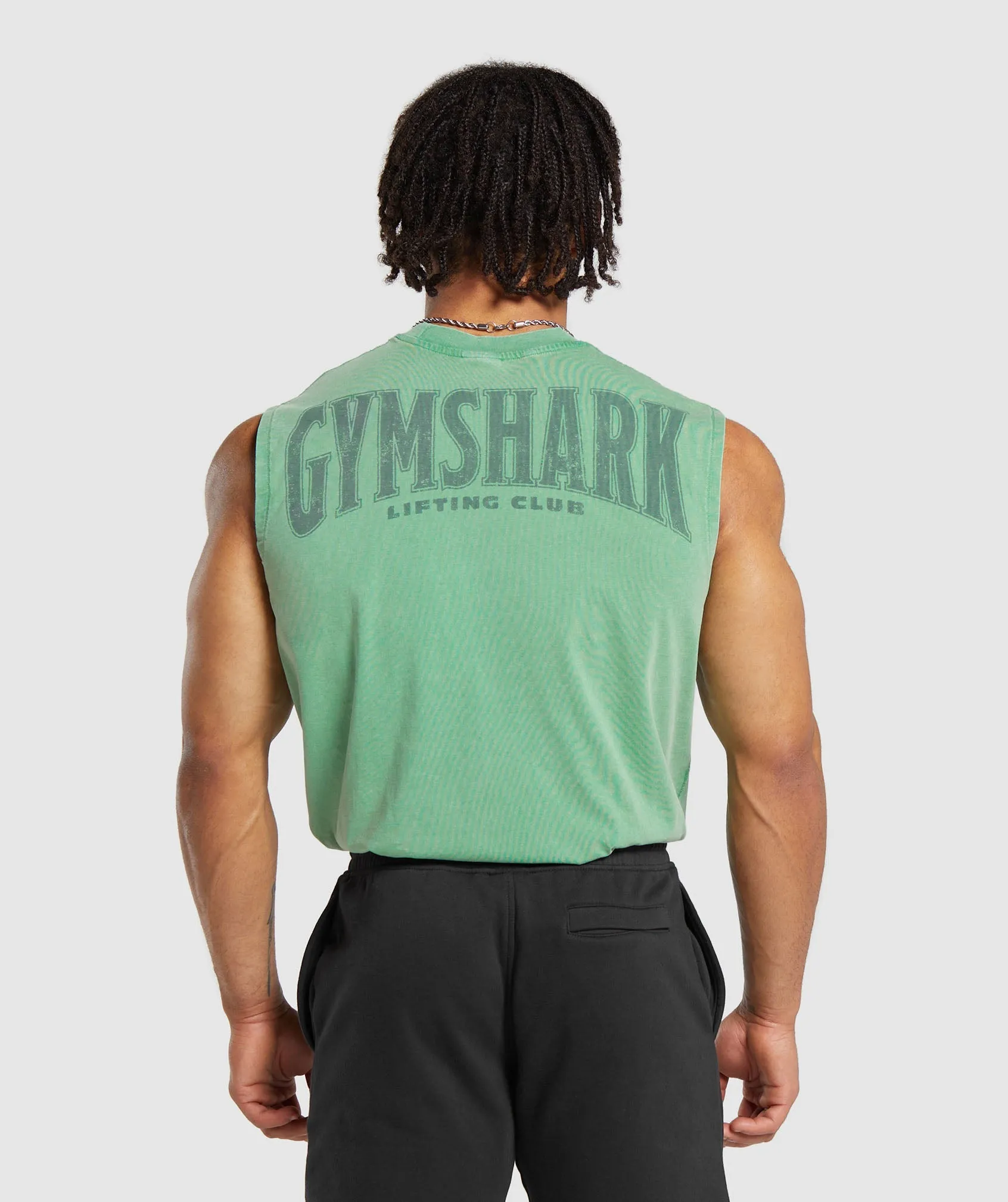 Gymshark Heritage Washed Cut Off Tank - Lagoon Green