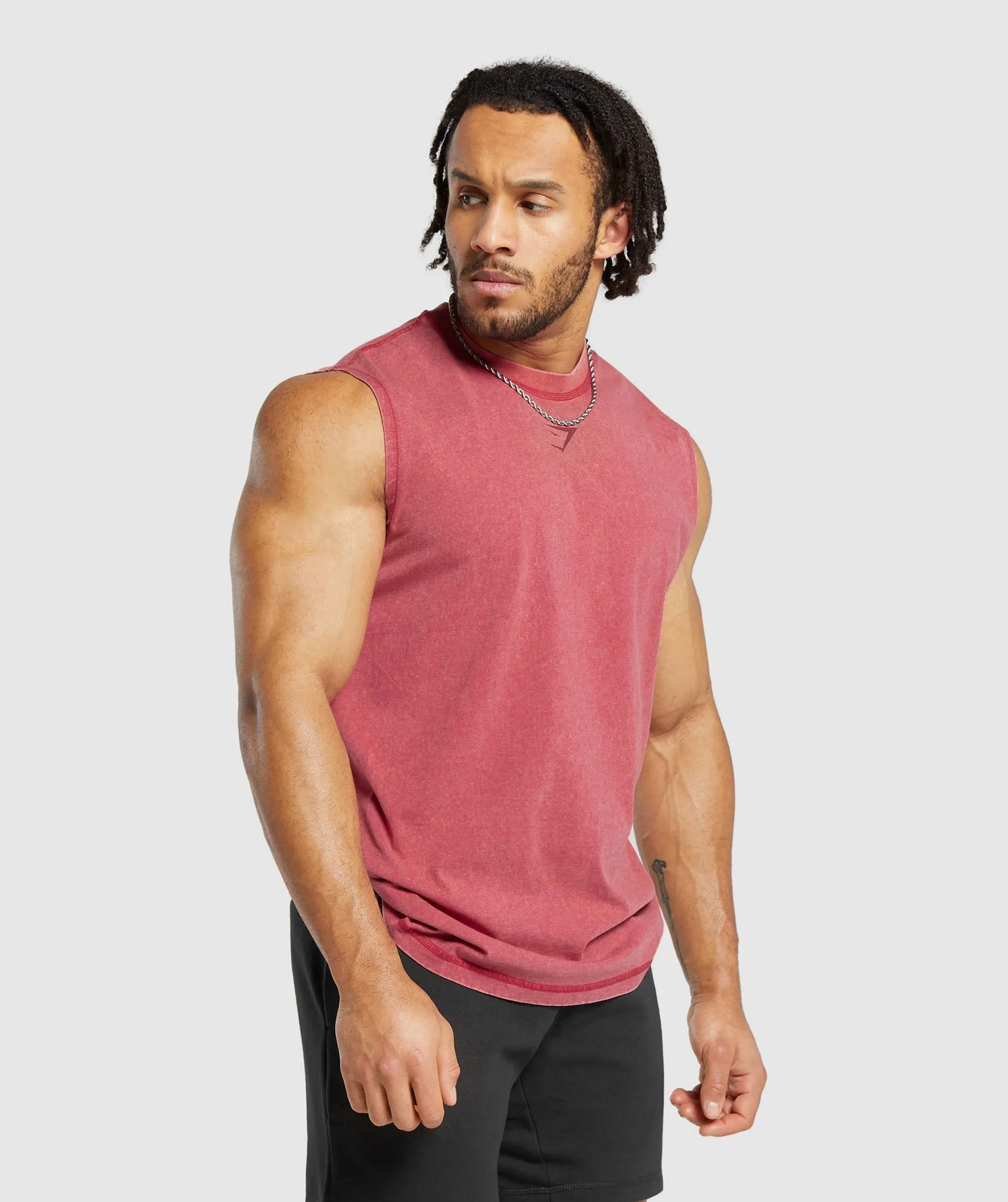 Gymshark Heritage Washed Cut Off Tank - Vintage Pink