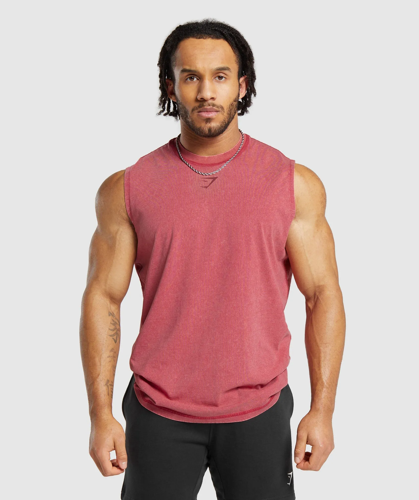 Gymshark Heritage Washed Cut Off Tank - Vintage Pink