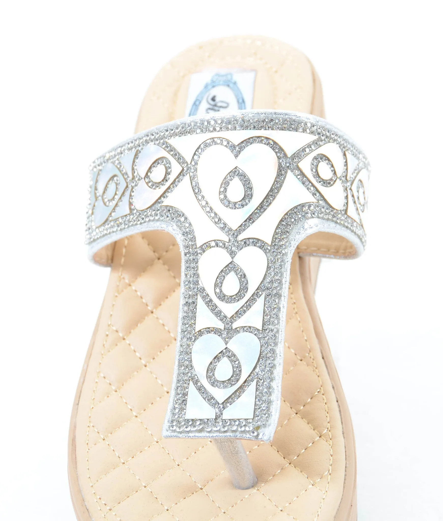 Heart Shimmering Platform Wedge Flip Flop Thong Sandal