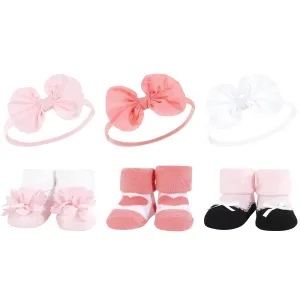 Hudson Baby Headband and Socks Giftset, Blush White