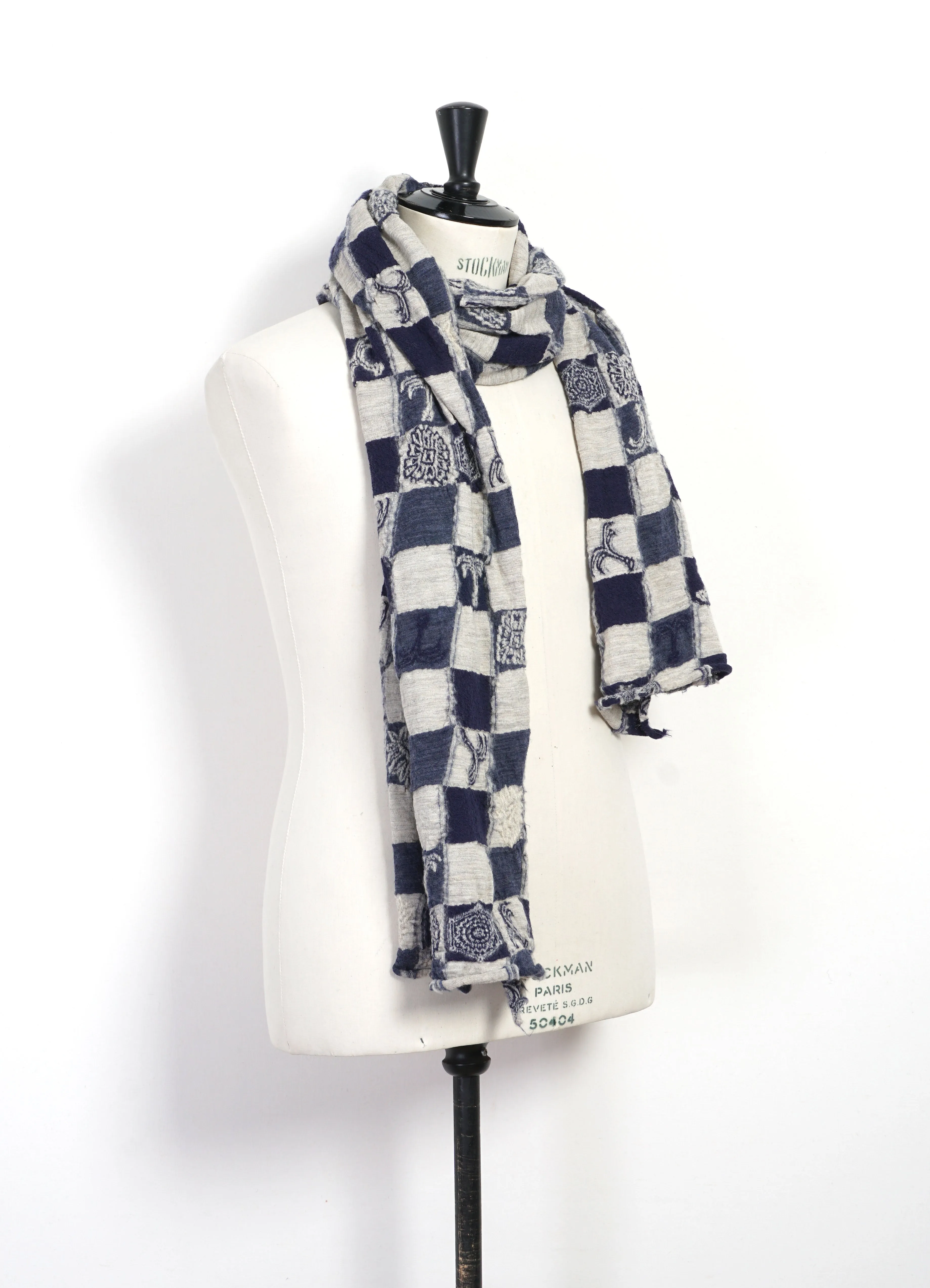 ICHIMATSU ANCHOR | Compressed Wool Scarf | Navy