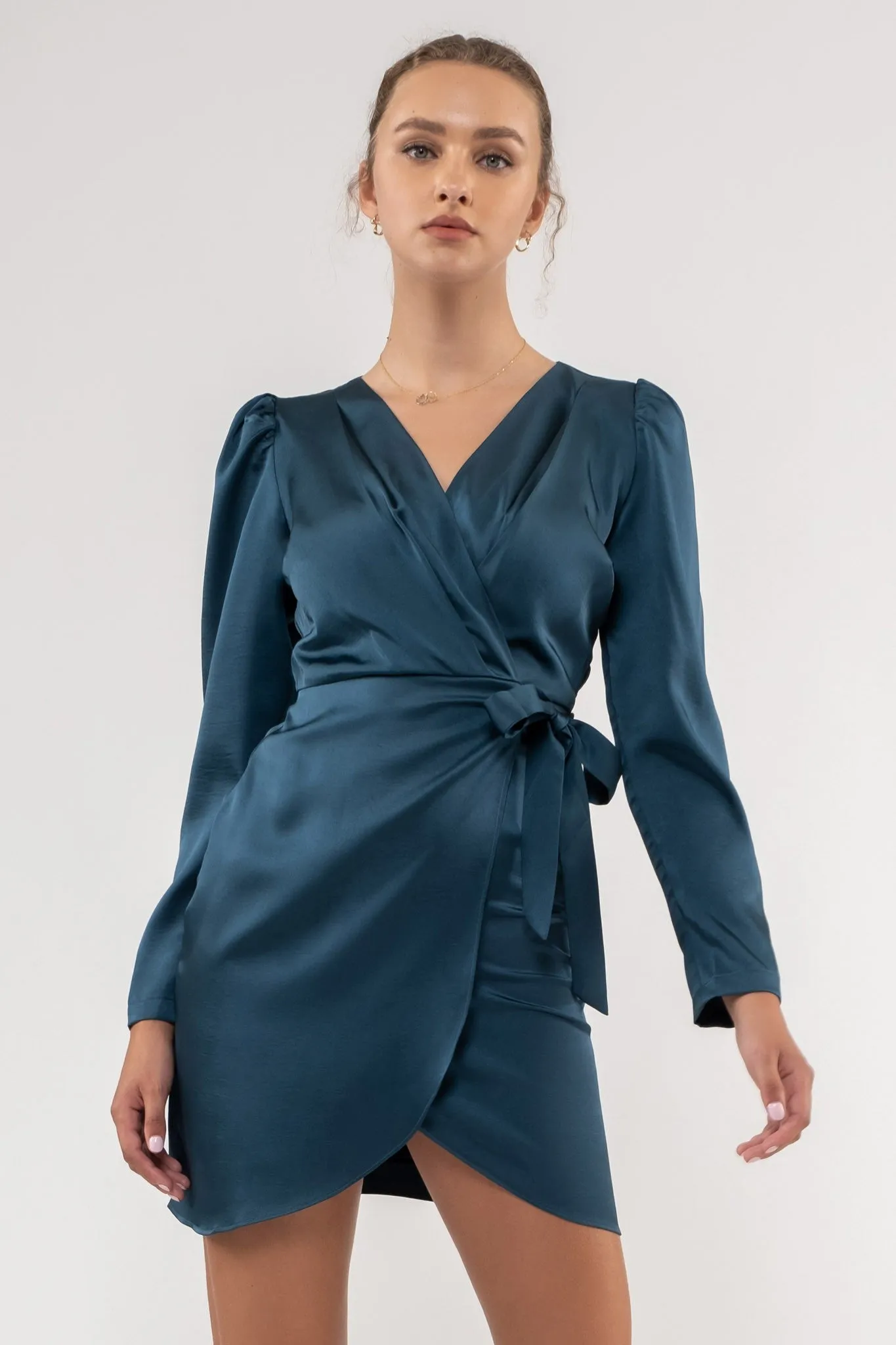 Idonea Satin Wrap Mini Dress- 2 Colors!