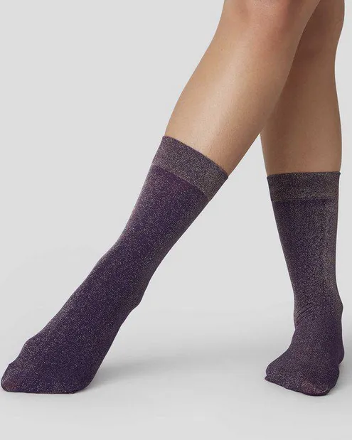 INES Shimmery Socks Plum