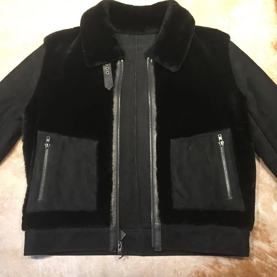 Jakewood Mouton Jet Black Shearling Jacket