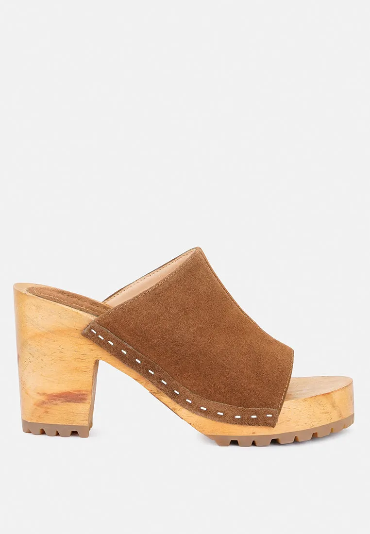 JARRAH Tan Suede Slide Clogs