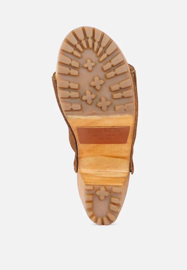 JARRAH Tan Suede Slide Clogs