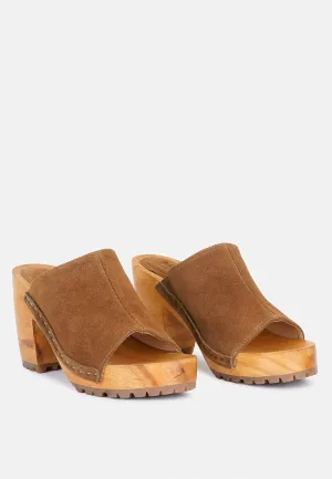 JARRAH Tan Suede Slide Clogs