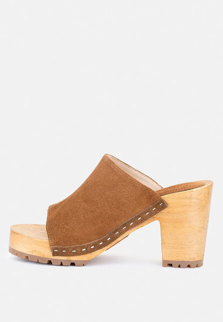 JARRAH Tan Suede Slide Clogs