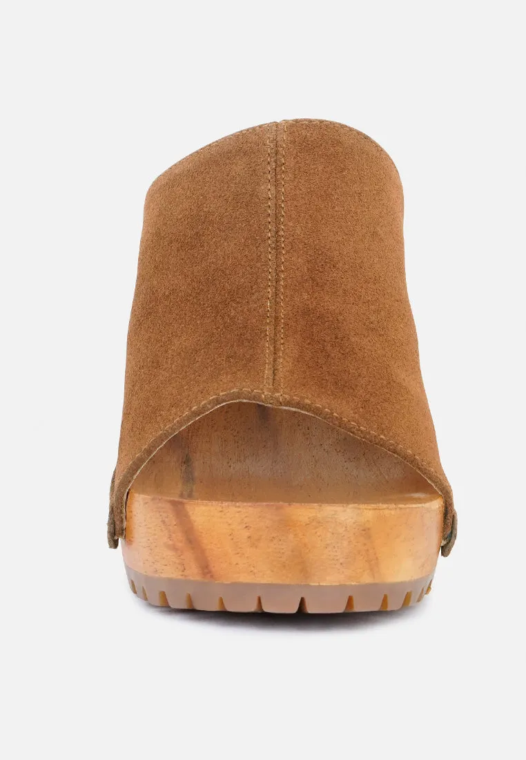 JARRAH Tan Suede Slide Clogs