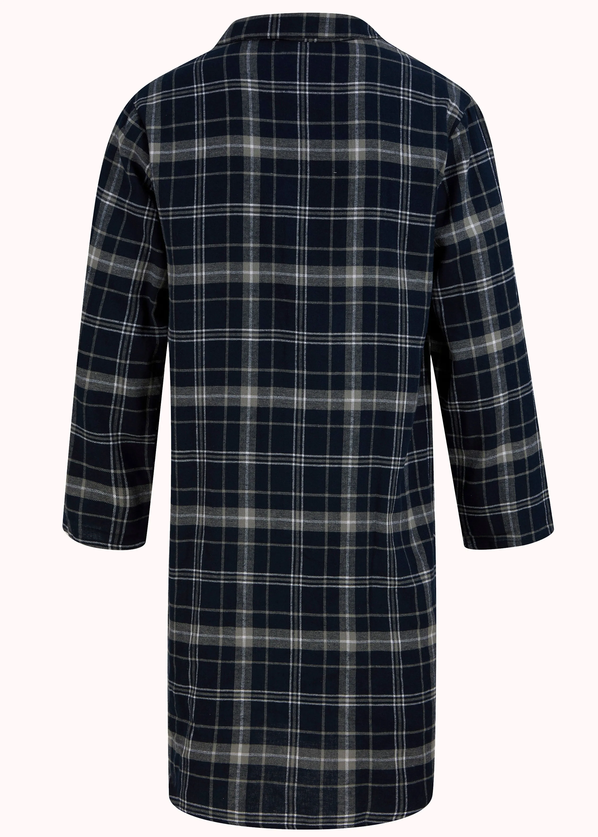 John Brushed Pure Cotton Long Sleeve Velcro Nightshirt - Nightwatch Check