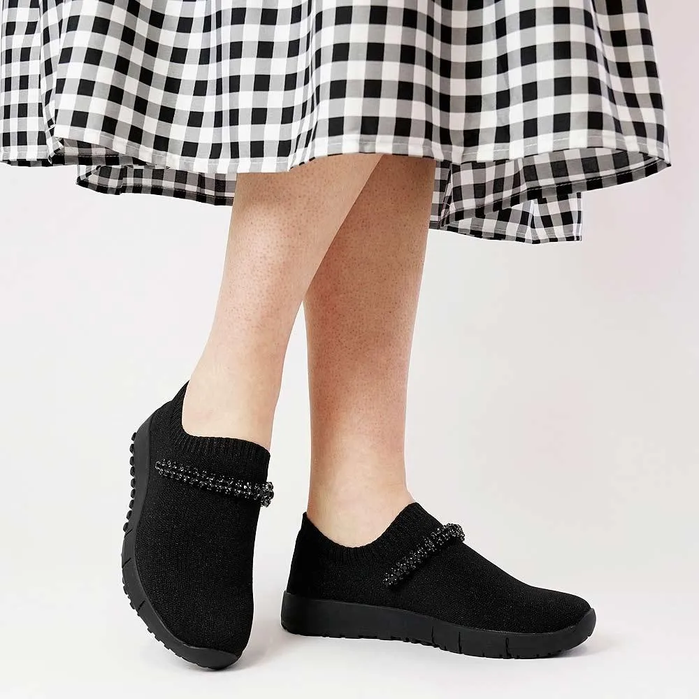 Jolo Black/Black Trim Fabric Sneakers