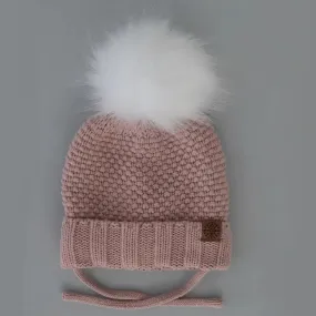 Knit Pompom Hat - Rose | CALIKIDS