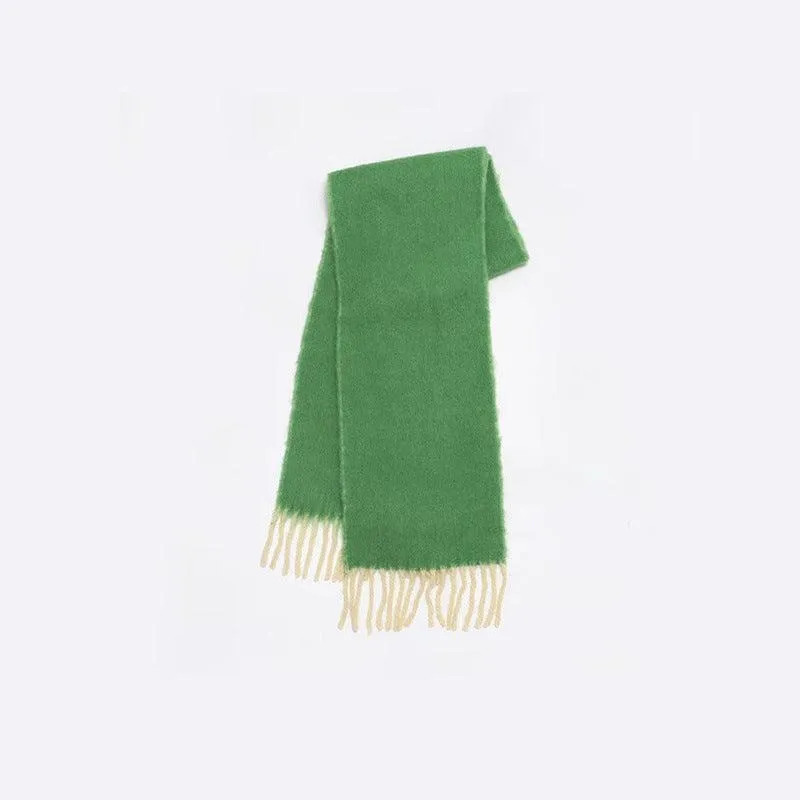 Ladies Solid Color Kint Tassel Scarves YN006