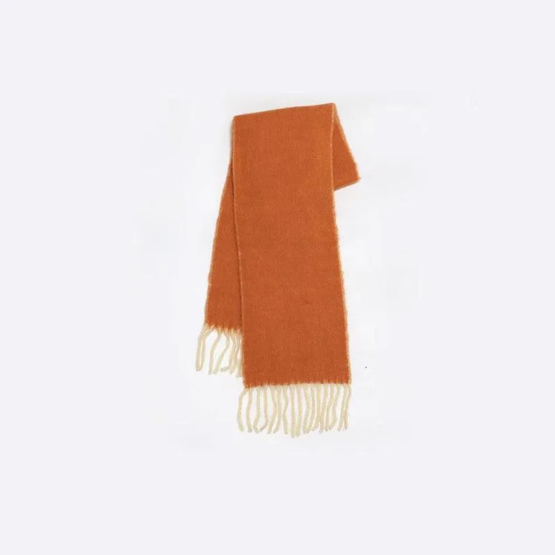 Ladies Solid Color Kint Tassel Scarves YN006