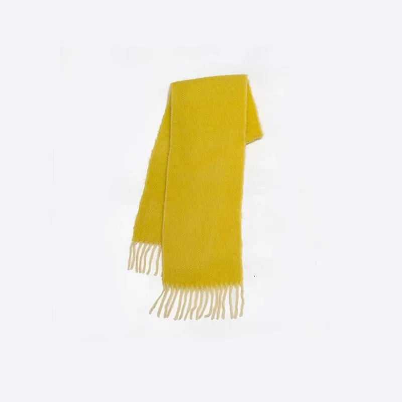 Ladies Solid Color Kint Tassel Scarves YN006