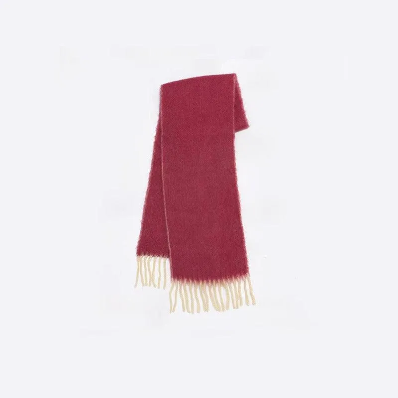 Ladies Solid Color Kint Tassel Scarves YN006