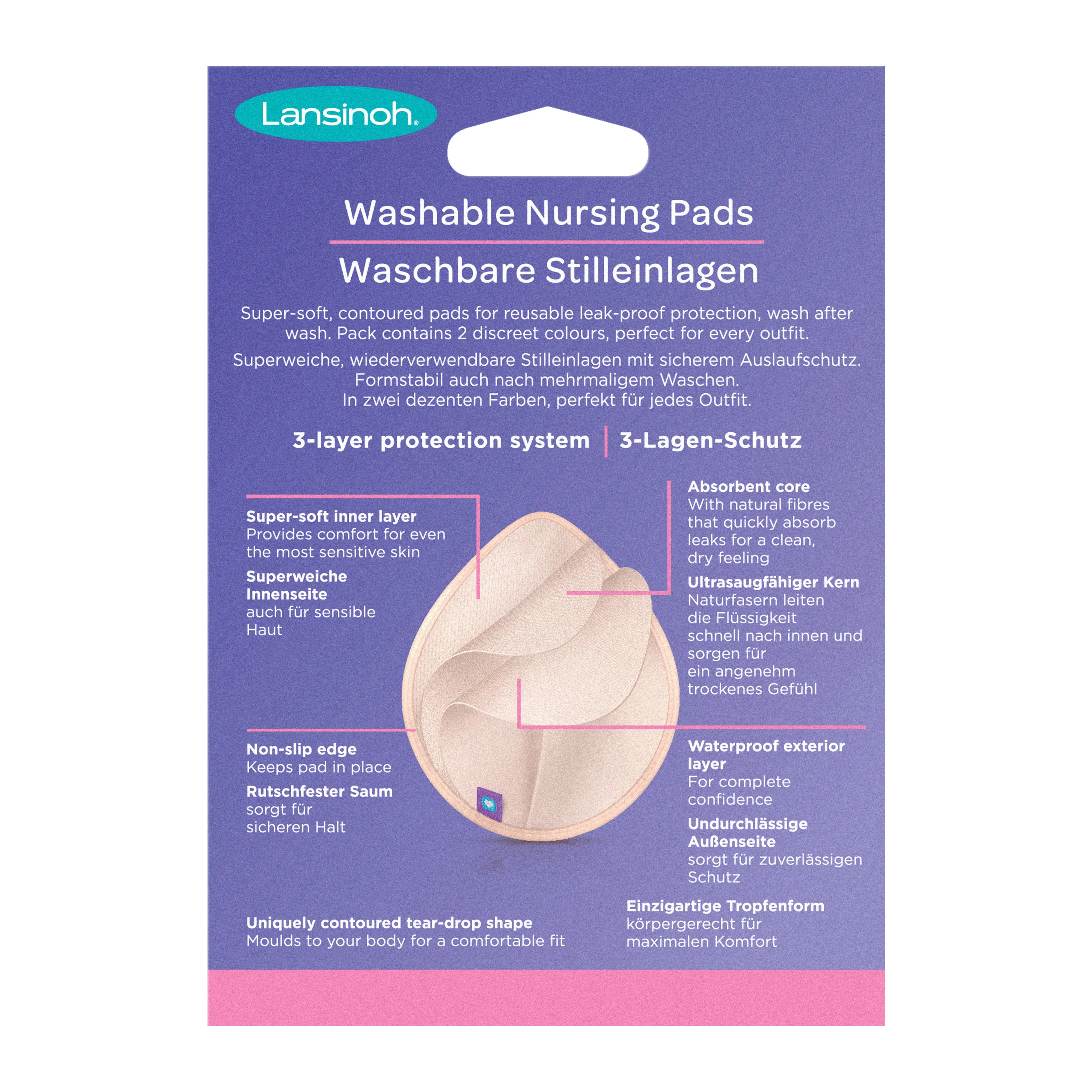 Lansinoh Washable Breast Pads Pink & Black Pack of 8