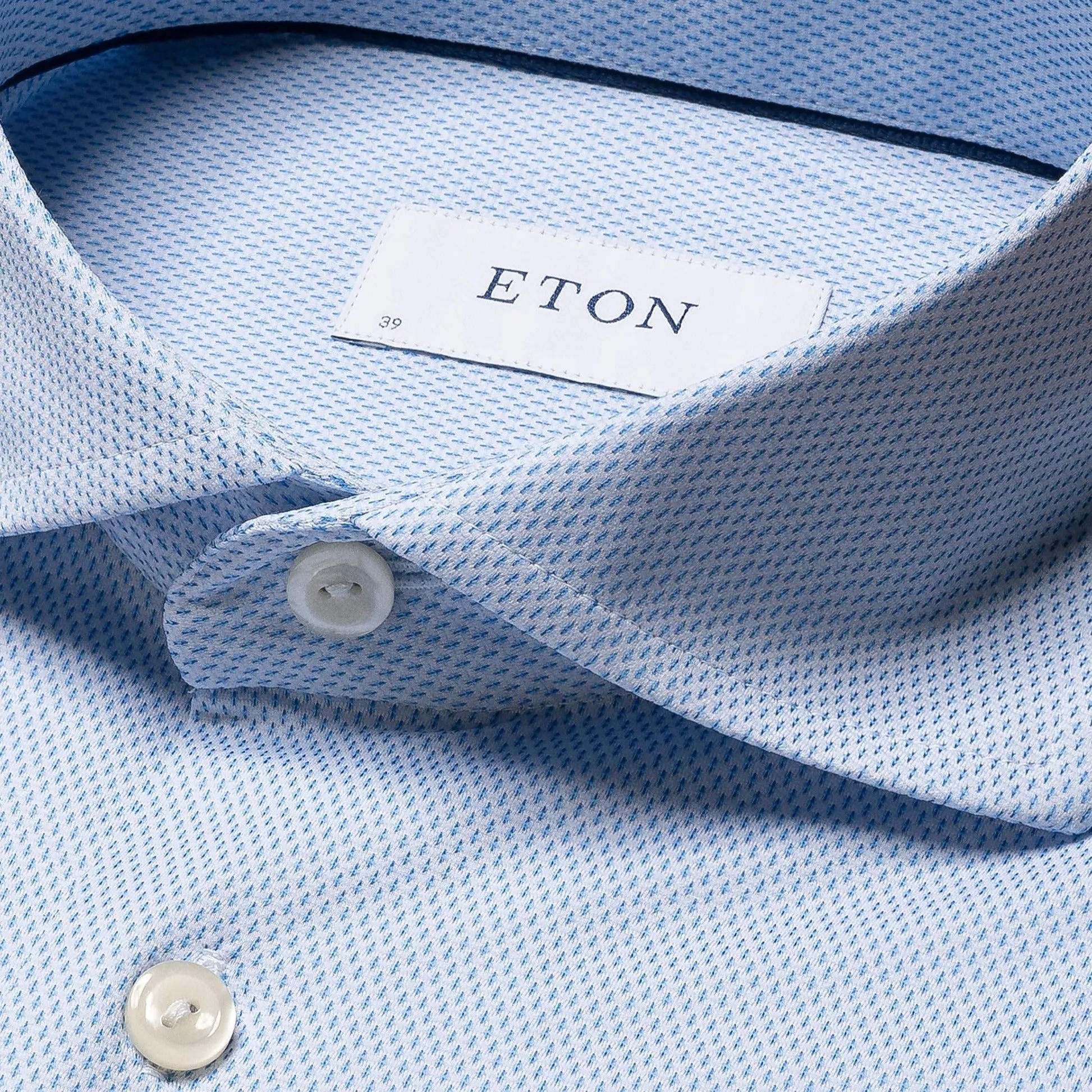 Light Blue 3D Effect Four-Way Stretch Slim Fit Shirt - ETON