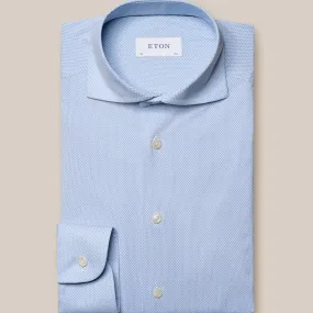 Light Blue 3D Effect Four-Way Stretch Slim Fit Shirt - ETON