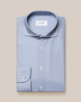 Light Blue Geometric Print 4-Flex Slim Fit Shirt - ETON