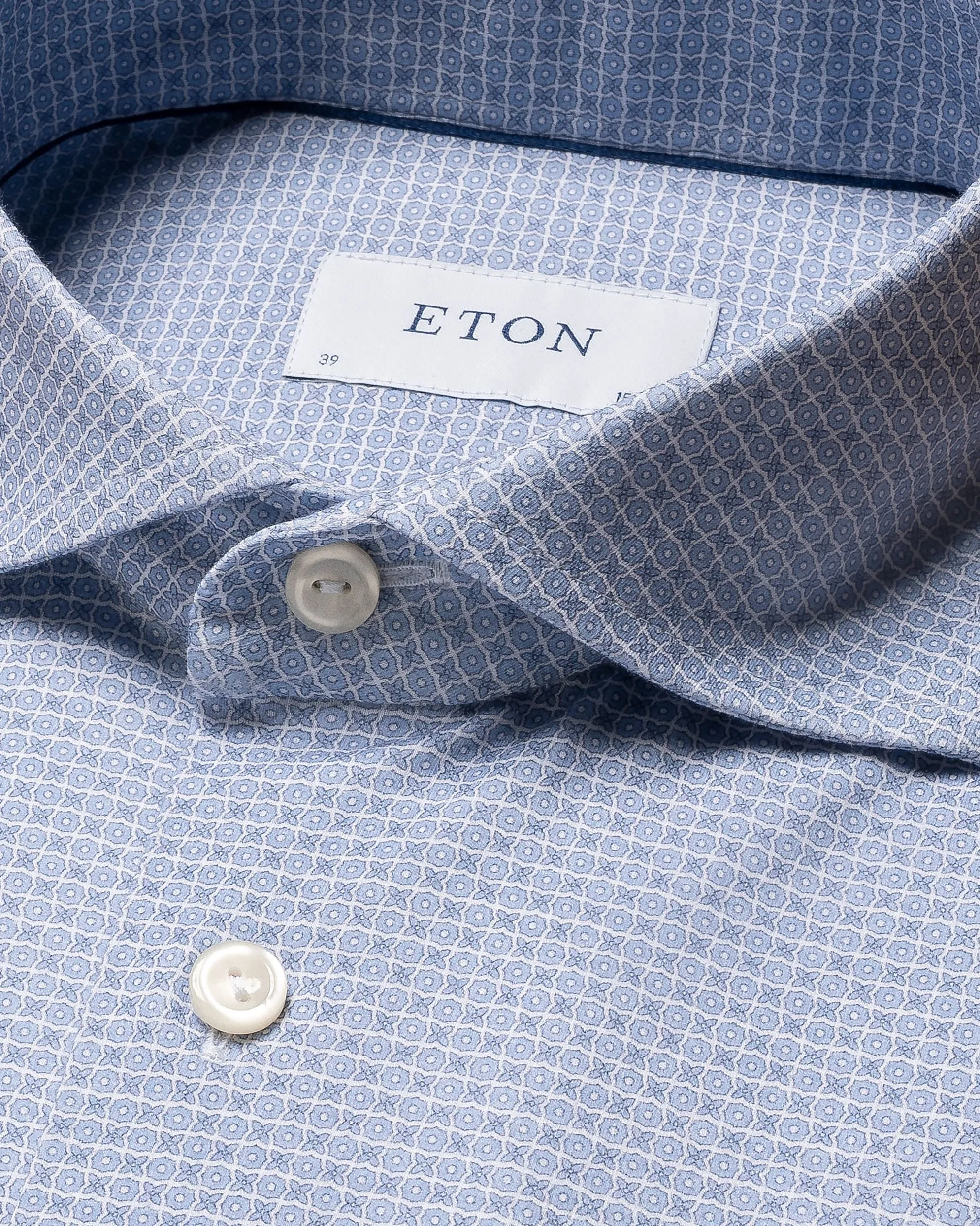 Light Blue Geometric Print 4-Flex Slim Fit Shirt - ETON