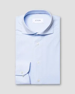 Light Blue Textured Four-Way Stretch Shirt Slim Fit - ETON